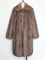 Men's long faux fur coat with lapel collar in grey brown winter warm thick outerwear - S / Light Brown-Gray