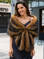 Faux fox fur shawl featuring brown and black stripes for winter formal wedding dresses - Yellow-threaded