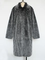 Men's long faux fur coat in silver-black and grey blend with lapel collar on mannequin - Silver-Black