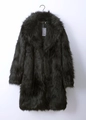 Men's winter long faux fur coat in black featuring fluffy texture and large lapel collar - S / Black