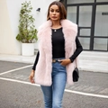 Chic light pink faux fox fur vest for women with a soft plush finish for warmth - S / Pink