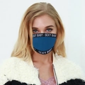 Détail du masque respirant bleu marine avec texte SEXY BABY blanc sur sangle élastique - Bleu Saphir
