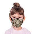 Detail of breathable leopard print protective face mask for children with ear loops - Yellow Leopard
