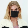 Detail of elegant black lace trimming on breathable face mask for sun protection - One Size / Black