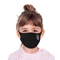 Close-up of kids breathable black mask with purple grape embroidery detail - Blackcurrant
