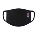 Close-up of black breathable fabric mask featuring a detailed purple grape embroidery - Blackcurrant Style / Black (Blackcurrant Embroidery)