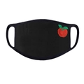 Detail of red apple embroidery on breathable black fabric mask for kids and adults - Apple Style / Black (Apple Embroidery)