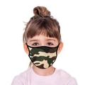 Close-up of children's protective face mask with green and brown jungle camouflage pattern - Green Camouflage