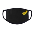 Close-up of black breathable cotton face mask featuring a yellow banana embroidery detail - Banana Style / Black (Banana Embroidery)