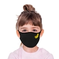 Dettaglio mascherina per bambini in cotone nero con ricamo a forma di banana gialla - Banana
