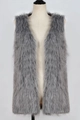 Dettaglio della trama del gilet in ecopelliccia grigio argento con fibre sintetiche - S / Bianco Sporco Grigio