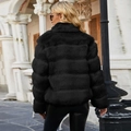Chic black faux fox fur coat with a stand collar, perfect for winter high-end fashion - S / Black
