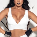 Soutien-gorge de sport blanc col en V pour femmes avec larges bretelles et maintien - Blanc