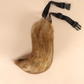 Detailed view of faux fox tail accessory with adjustable waist straps and buckle for cosplay - Raccoon Fur Color