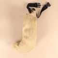 Golden faux fur cosplay tail with adjustable black waist belt and plastic buckle - Camel