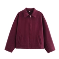 Women's vintage burgundy oversized zip-up jacket with lapel collar and side pockets - S / Burgundy