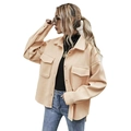 Cappotto oversize beige in misto lana con colletto a rever e tasche grandi cargo - S / Arancione Rosa