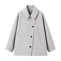 Cappotto corto da donna con colletto a revers e vestibilità ampia grigio chiaro - S / Grigio