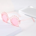 Gafas de sol infantiles rosas en forma de concha con purpurina y lentes redondas - Rosa Cristal