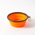 Opvouwbare oranje siliconen voerbak met zwarte rand en gouden karabijnhaak - 350ml / Oranje