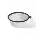 Zusammenklappbarer Silikon-Napf für Haustiere in Weiß-Schwarz mit Metallkarabiner - 350ml / Weiß