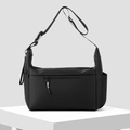 Bolso bandolera de nailon negro minimalista con gran capacidad y correa ajustable - Negro