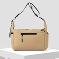 Bolso bandolera minimalista de nailon caqui con correa ajustable y bolsillos laterales - Caqui