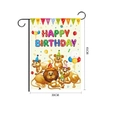 Birthday garden flag with cartoon lions and black metal stand 45x30cm size - Cartoon Lion Family Style