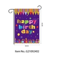 Purple happy birthday garden flag with colorful balloons and metal stand 30x45cm - Purple Birthday Celebration Style