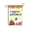 Colorful Happy Birthday garden flag with balloons and cake, metal stand, 30x45cm size - Multicolor Cake & Balloon Style
