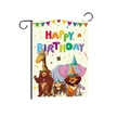 Drapeau de jardin anniversaire animaux avec support métallique, 30x45cm pour décoration - Style Fête des Animaux de la Jungle / 30x45cm