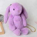 Lavender purple bunny plush bag with a gold metal chain strap and soft faux fur texture - Light Purple
