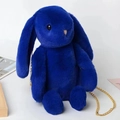Blue plush bunny crossbody bag with golden chain strap for women and kids - Navy Blue