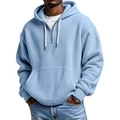 Sweat à capuche bleu clair en maille gaufrée pour homme avec col zippé et coupe décontractée - S / Bleu clair
