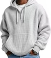 Détail de la texture en maille gaufrée gris clair sur le sweat à capuche demi-zip homme - S / Hauts / Blanc