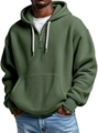 Détail du tissu gaufré vert armée et du design sweat à capuche demi-zip pour hommes - S / Hauts / Vert Militaire