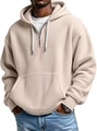 Détail de la maille gaufrée et col zippé sur le sweat à capuche beige pour hommes - S / Kaki