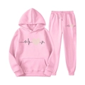 Rosa zweiteiliger Trainingsanzug mit Herz-Print auf Kapuzenpulli und Jogginghose - S / Rosa