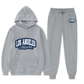 Tuta da uomo 2 pezzi grigia composta da felpa con cappuccio e pantaloni con stampa Los Angeles - Taglia S / Grigio