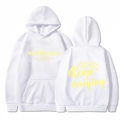 Weißer Kapuzenpulli mit gelbem Keep-Druck, Vorder- und Rückseite des Freizeit-Sweatshirts - S / Weiß (Gelber Druck)