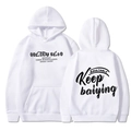 Weißer Kapuzenpulli mit Keep-Aufdruck in Vorder- und Rückansicht und Kängurutasche - S / Weiß (Schwarzer Druck)