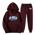 Tuta da uomo bordeaux Los Angeles con felpa con cappuccio e pantaloni sportivi - Taglia S / Borgogna