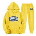 Tuta sportiva da uomo gialla con felpa con cappuccio e pantaloni stampa California - Taglia S / Giallo