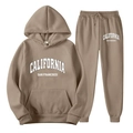 Détail d'un ensemble sweat à capuche kaki pour homme avec imprimé California San Francisco - S / Haut Et Bas / Kaki