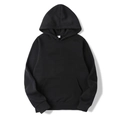 Detailed macro view of black hoodie featuring kangaroo pocket and ribbed cuffs texture - S / Black