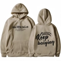 Beige oversized hoodie set with black street art prints front and back view - S / Beige (Black Print)