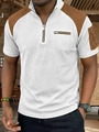 Polo da uomo in maglia a nido d'ape bianca e marrone con dettagli in cerniera lampo - S / Bianco