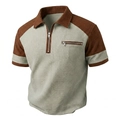 Polo homme en maille gaufrée avec design contrasté et poche zippée pratique - S / Gris