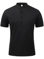 Polo de hombre negro en seda de hielo con malla, cuello alto y cierre de botones - S / Negro