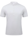 Polo de hombre blanco con cuello mao, tejido de malla y tapeta minimalista de cuatro botones - S / Blanco